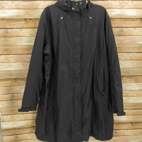 L.L. Bean Black Zipper/Velcro Hooded Windbreaker Mid-Length Men's Jacket - Picture 1 of 16